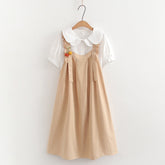 Cute Suspender Dress Loose Shirt Two-piece Set