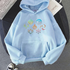 Unisex Game Elements Print Loose Hoodie