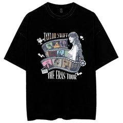 Unisex Washed Retro Taylor Cotton Loose T-shirt