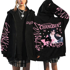 SKZ DO IT Printed Hooded Zipper Jacket