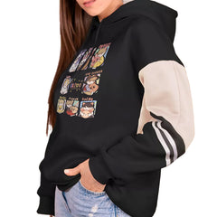 Casual SK Cartoon Color Block Pullover Hoodie