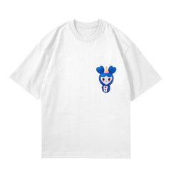 KPOP Cartoon Doll Print Crew Neck Loose Top