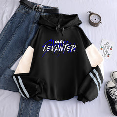 KPOP Logo Long-sleeved Color Block Hoodie