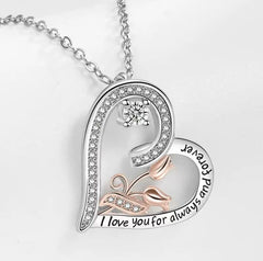 Chic Love Rose Silver Necklace