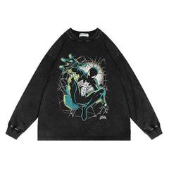 Trendy Spiderman Venom Crew Neck Washed Sweatshirt