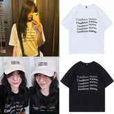 Versatile Minji Round Neck Letter T-shirt