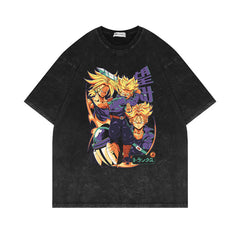 Vintage Anime Half-sleeve Washed T-shirt