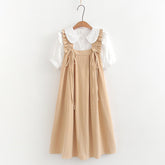 Retro Mori Girls' Loose Ruffled Skirt and Shirt Two-piece Co-ords