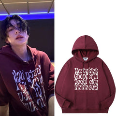 Unisex Letter Print Pullover Loose Hoodie