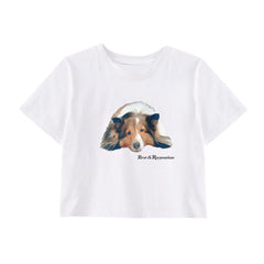 MINJI Cartoon Dog Women's Crop T-shirt