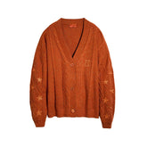 TS Stars Embroidered Orange Cardigan