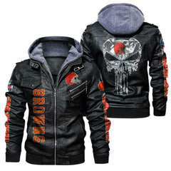 Punisher Football Thickened PU Leather Jacket