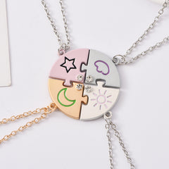 Colorful Sun Moon Cloud Star Matching Necklace