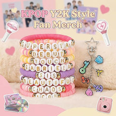 Y2K Katseye Beaded Bracelet Keychain Set