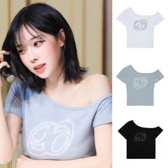 Winter Same Slim-fit Off-the-shoulder T-shirt