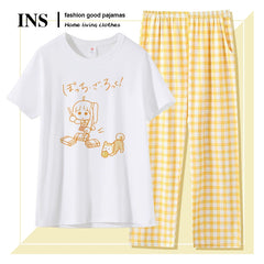 Cute Anime Cotton T-Shirt Pajamas Set