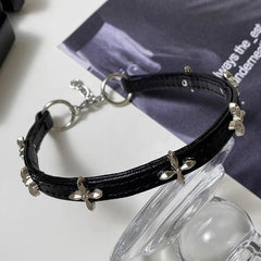 Wonyoung Cross Black Collar Choker