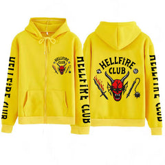 Unisex Hellfire Club Printed Loose Zipper Hoodie