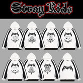 KPOP Cartoon Logo Print Color Block Hoodie