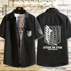 Men's Anime Survey Corps Short Sleeve Loose Shirt