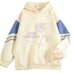 Trendy Kpop Love Yourself Aesthetic Pattern Loose Hoodie