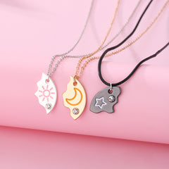 Star Moon Sun Splicing Pendant Necklace
