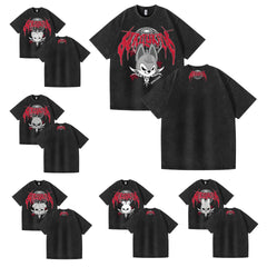 Kpop Evil Cartoon Logo Washed T-Shirt