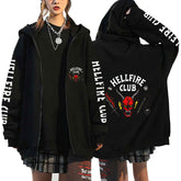 Unisex Hellfire Club Printed Loose Zipper Hoodie
