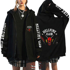Unisex Hellfire Club Printed Loose Zipper Hoodie