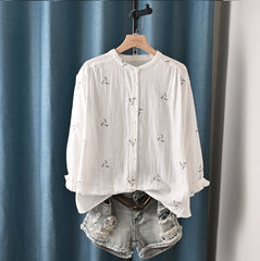 Retro Flower Embroidered Double-layer Shirt