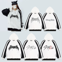 KPOP Logo Print Color Block Hoodie