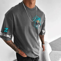 Men's Goku Print Cotton Loose T-Shirt