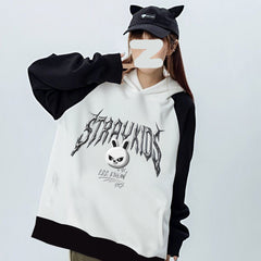 Black and White KPOP Doll Printed Hoodie