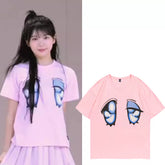Dance Practice Mirrored Big Eyes Cotton T-shirt