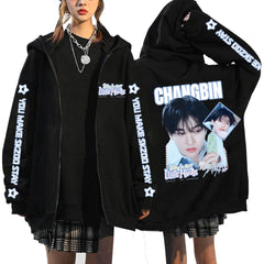 SKZ STAY in Our Little House Print Zip Up Hoodie Top