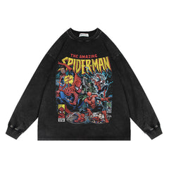 Trendy Spiderman Venom Crew Neck Washed Sweatshirt