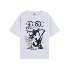 Korean Style Niche Guitar Cat Short Sleeve Tee