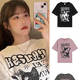 Korean Style Niche Guitar Cat Short Sleeve Tee