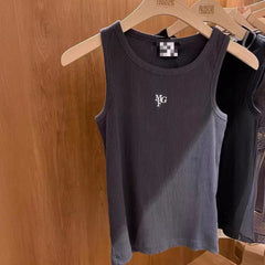 Trendy Embroidered Round Neck Elastic Vest