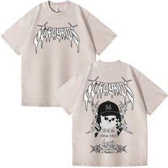 Evil Skz Animal Characters Print Summer Short Sleeve Washed Tee