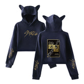 Women's SKZ Cute Cat Ears Crop Hoodie