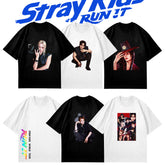 SKZ RUN IT Poster Round Neck Short-sleeved T-shirt