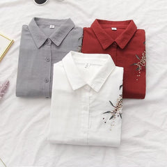 Embroidered Branches Women's Cardigan Shirt