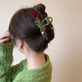 Vintage Flocking Tulip Hairpin