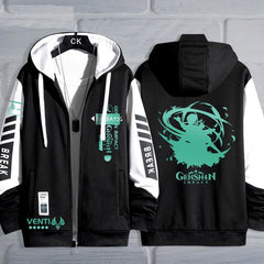 Unisex Venti Game Cosplay Zip Up Hooded Jacket