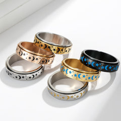 Star Moon Titanium Steel Rotating Ring