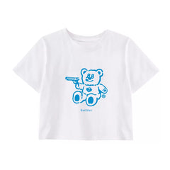 WENDY Same Bear Graphic Cropped T-shirt