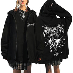 KPOP Dominate Printed Loose Zip Up Hoodie