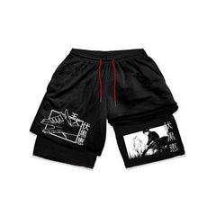 Casual Anime Printed Drawstring Sports Shorts