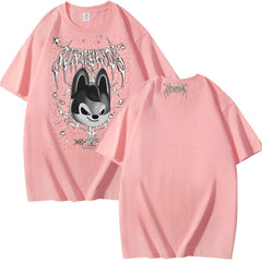 Evil Wolf Chan Print Summer Short Sleeve T-shirt